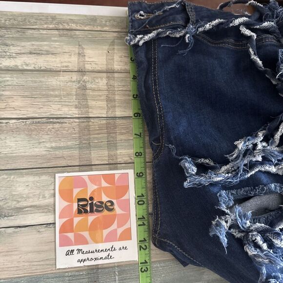 United We Stand Fringed Distressed Jeans Jr Womens Sz 15 USA Festival Boho Denim - Picture 13 of 14